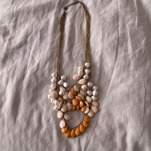 Elegant Gold and White Statement Necklace